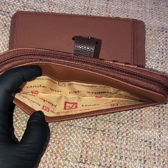 W STONE MOUNTAIN Brown Leather Check Book 20 Card Slips 4 Billfolds Long Wallet - Picture 14 of 17